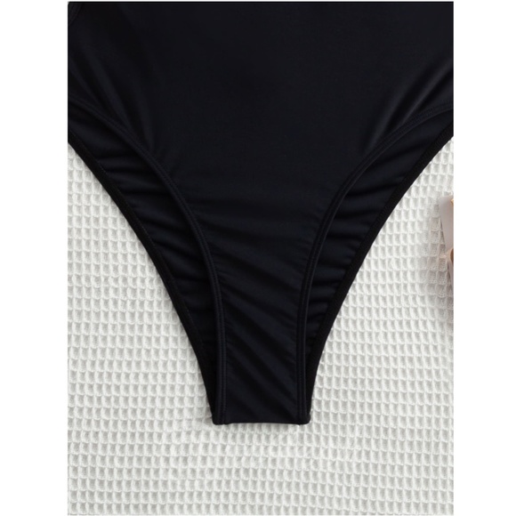 Strappy Back Black One Piece Swimsuit - Picture 4 of 7